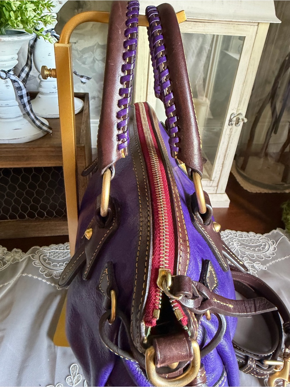 Dooney & Bourke PURPLE TOLEDO Medium Mail Satchel Handbag Purse - Picture 3 of 9